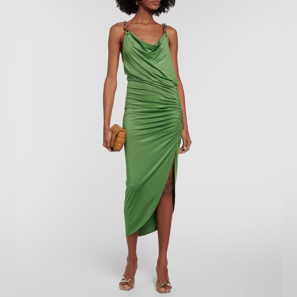 Veronica Beard Green Draped Midi Dress